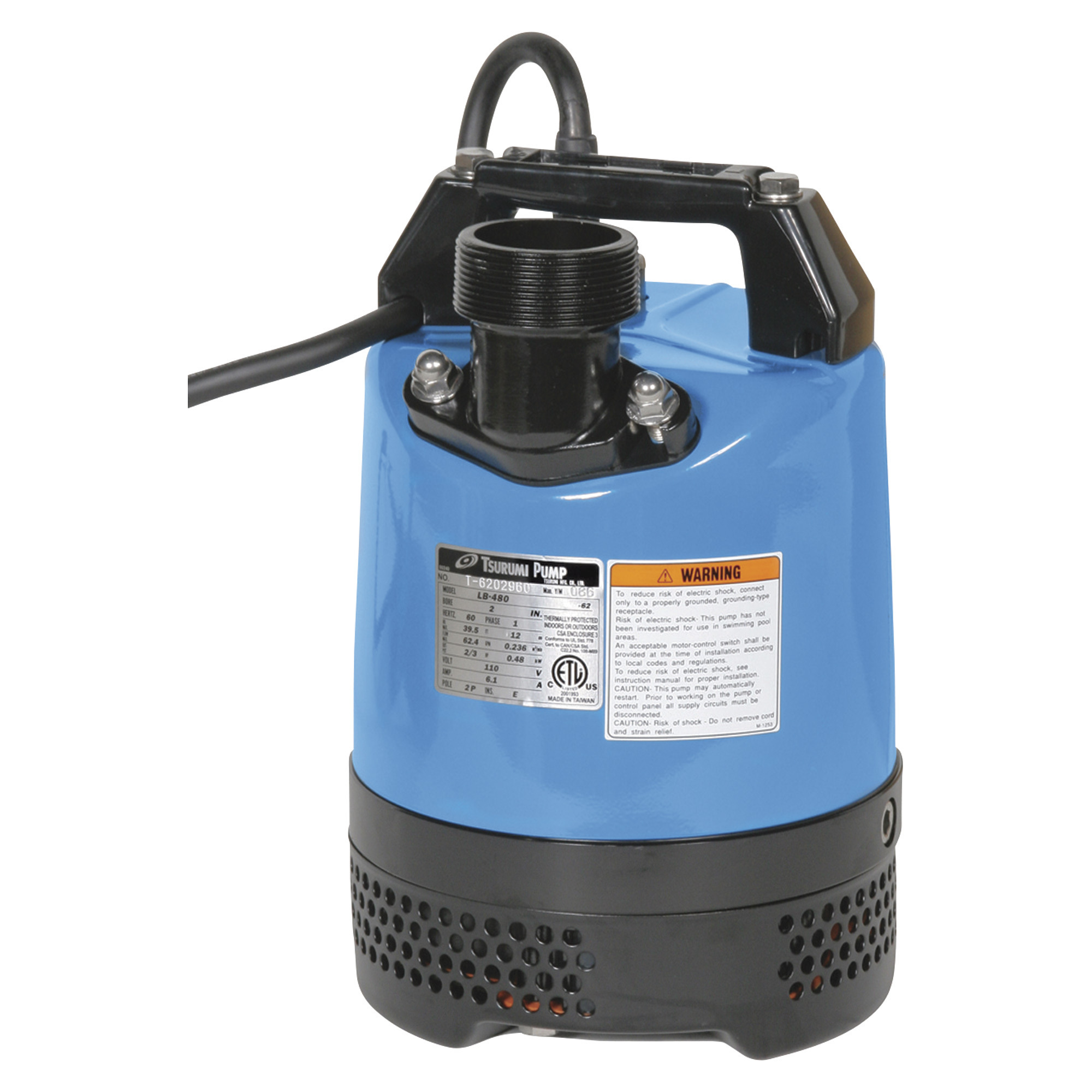 Tsurumi Submersible Water Pump, 3,810 GPH, 2/3 HP, 2in. Port, Model# LB-480-62